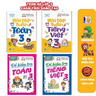 Sách - Combo Bài Tập Tuần, Đề Kiểm Tra Toán và Tiếng Việt Lớp 3 - Chân Trời Sáng Tạo - Cả Năm (4 cuốn)