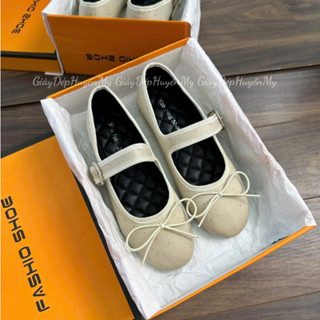    Giày Dép Huyền My   Giày búp bê nữ đính đá bling phối nơ tiểu thư hàng cao cấp full hộp   TT43   