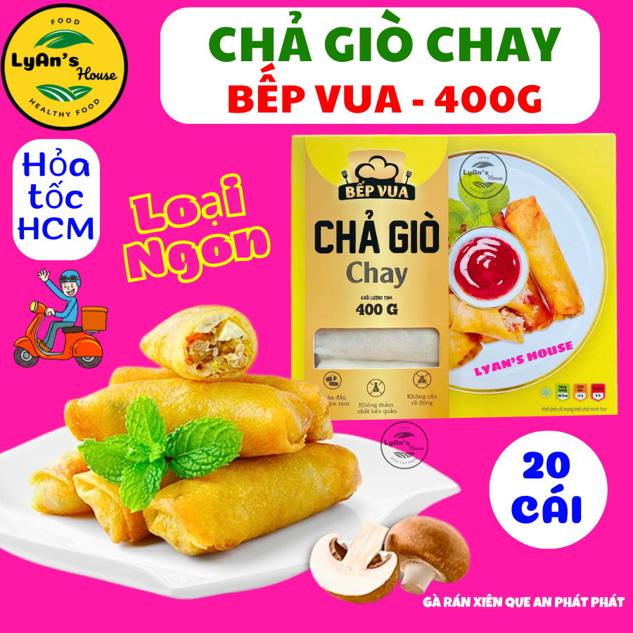 (LOẠI NGON) Chả Giò Chay BẾP VUA Cầu Tre – Vỏ Bánh Tráng Giòn Ngon – Ăn Món Chay nhà hàng, Lá Kim Ro