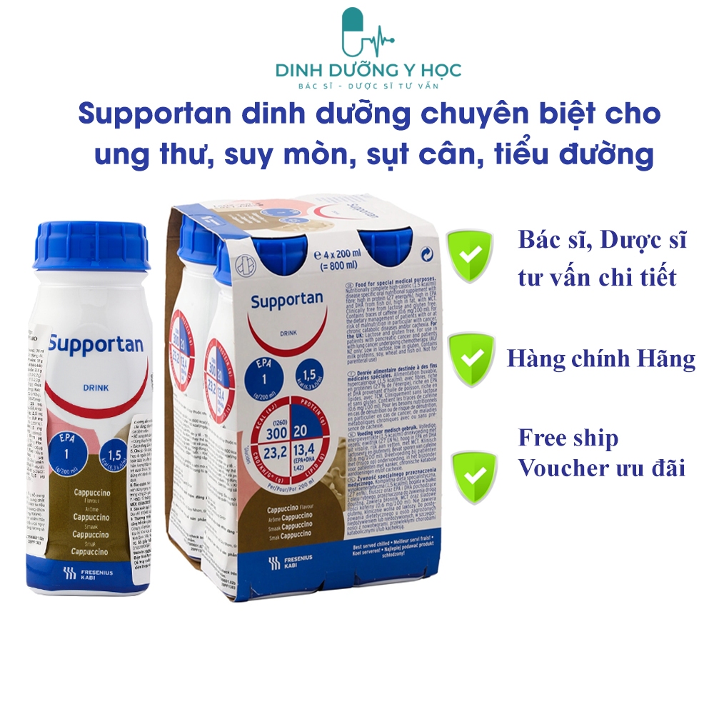 Sữa Supportan Drink của Đức dinh dưỡng chuyên biệt dành cho bệnh nhân ung thư chai 200ml