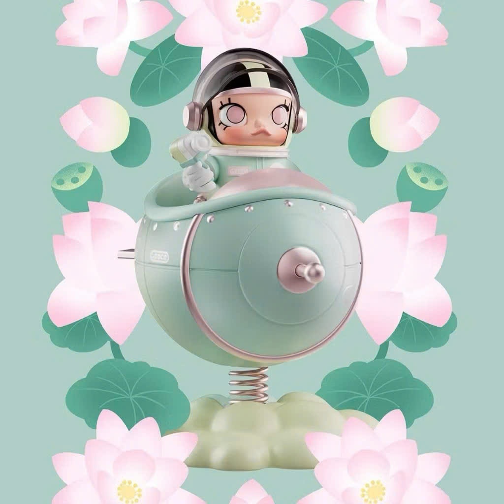 [Chính Hãng] PopMart Space Molly 100% Blooming Series Vietnam Edition - Lotus Flower- molly hoa sen-