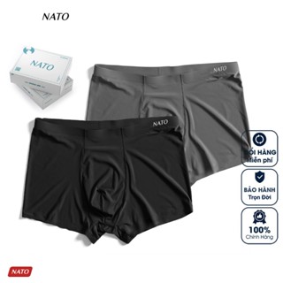 Quần Lót Boxer Nam Nato Boxx Vải Lụa Băng Tự Nhiên Thun Lạnh Cao Cấp Trơn Không Viền 230Gsm