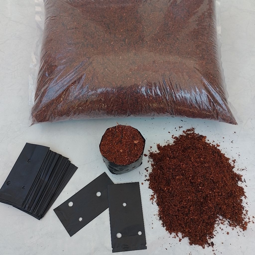 Bộ 25 túi ươm 10x10 + giá thể mụn dừa trộn trấu hun