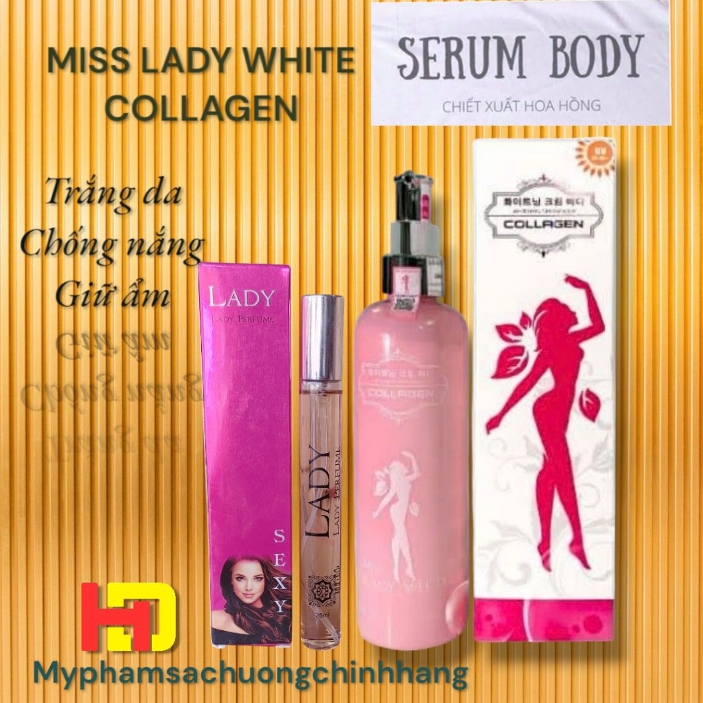 Kem serum body trắng da collagen lady white