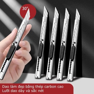 Dao Rọc Giấy inox Không Rỉ -Rọc Giấy Văn Phòng Vỏ Kim Loại có Móc Kẹp Tiện Dụng