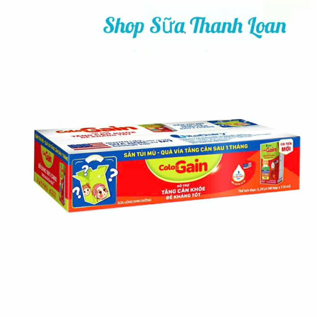 (HSD T12-2026) Thùng 48 Hộp Sữa Pha Sẵn Vitadairy Colos gain 110ml/Hộp.