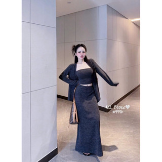  Set Len Áo Quây Phối Chân Váy Dài Kèm Choàng 