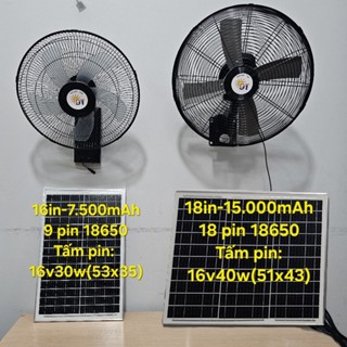  Quạt Treo Tường Tích Điện Năng Lượng Mặt Trời 16-18IN  -Tấm Mono Pin Lớn Hiệu Suất Cao 