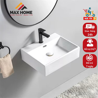  Lavabo sứ treo tường hoặc đặt bàn cao cấp Lavabo sứ treo tường cao cấp   Tặng ống xả xiphong  