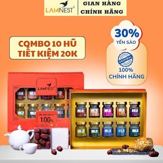   Quà Tặng Cao Cấp  Hộp 10 Hũ Yến Sào Chưng Sẵn LamNest – 30% Tổ Yến Nguyên Chất Khánh Hòa 