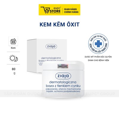 Kem Kẽm Ôxit Ziaja 80g Giúp Làm Diu, Giảm Hăm Tã, Mẩn Ngứa, An Toàn Cho Trẻ Sơ Sinh EUPC STORE