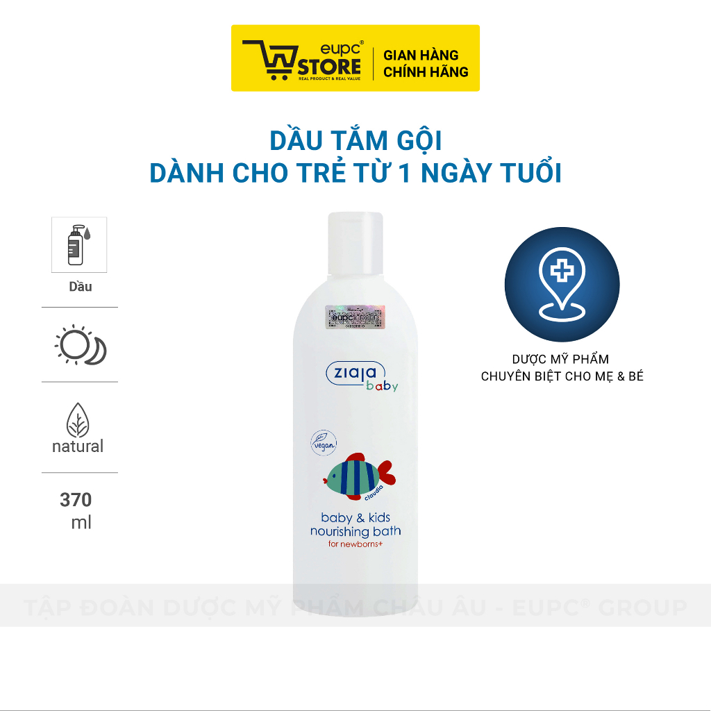Dầu Tắm Gội Dành Cho Trẻ Từ 1 Ngày Tuổi Ziaja Baby 370ml Làm Sạch Nhẹ Nhàng Và An Toàn EUPC STORE
