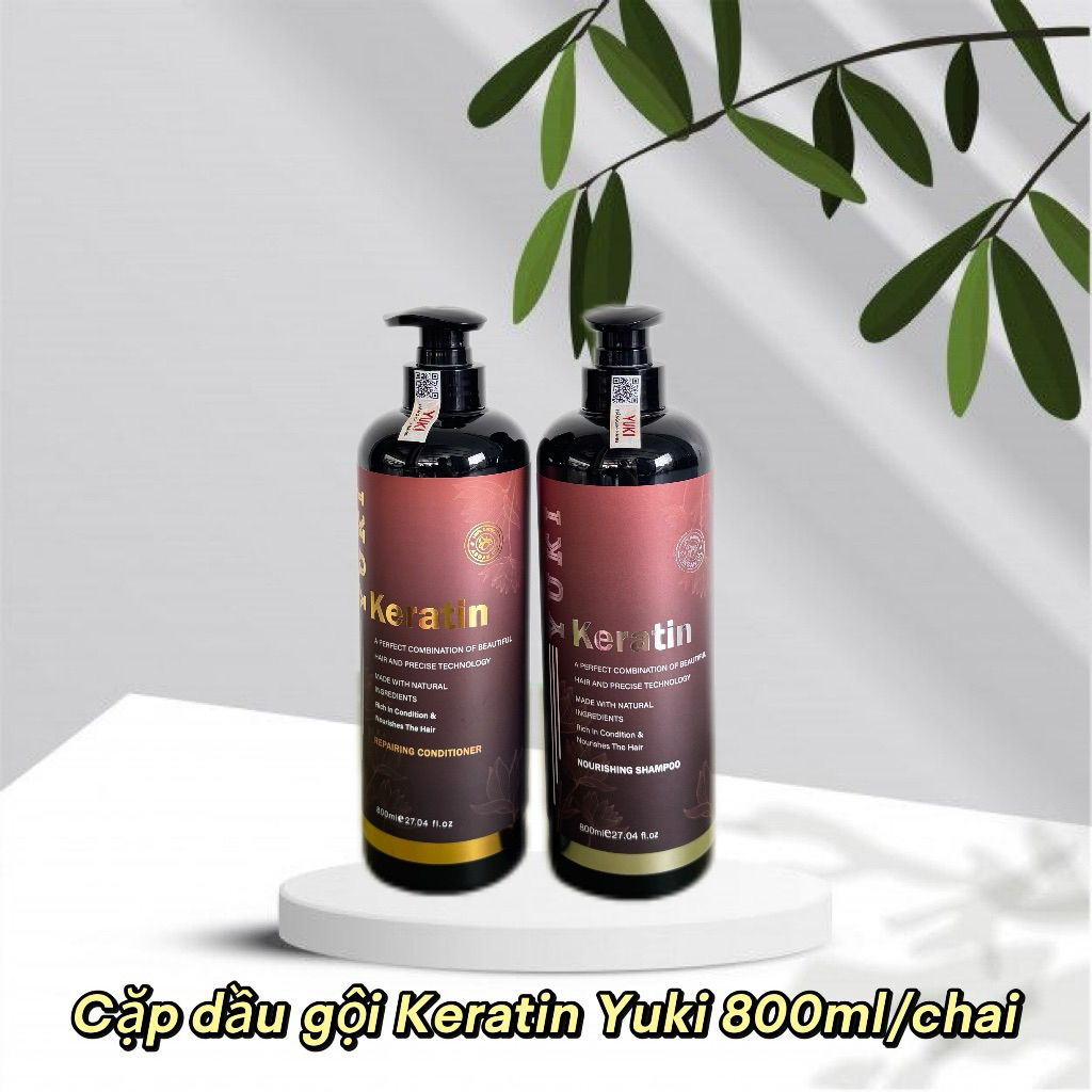 Cặp dầu gội Yuki keratin 800ml/chai hương nước hoa ngọt dịu, lưu hương 72h