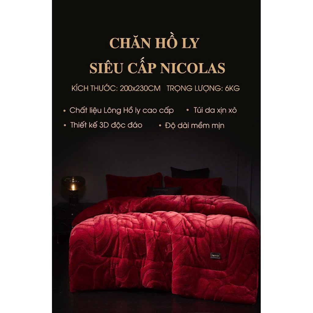 CHĂN 𝐌Ù𝐀 ĐÔ𝐍G 𝐂𝐇Ă𝐍 𝐇Ồ 𝐋𝐘 𝐍𝐈𝐂𝐎𝐋𝐀𝐒 𝐁Ả𝐍 𝐒𝐈Ê𝐔 𝐂Ấ𝐏-Nặng 6kg-Kèm túi hãng