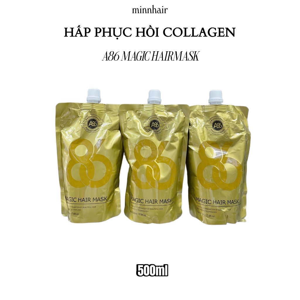 Hấp túi A86 Phục hồi Collagen tóc khô xơ 500ml