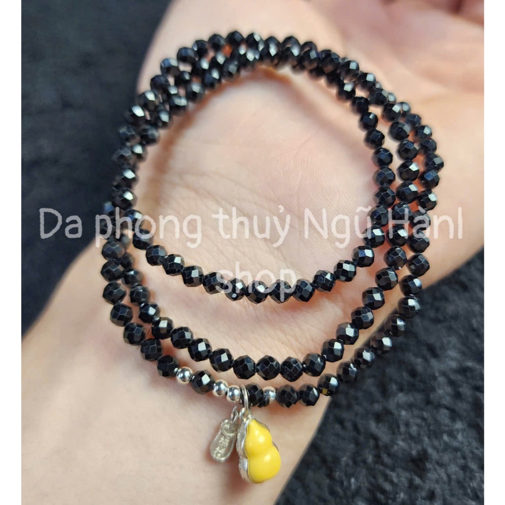 Chuỗi quấn spinel đen faxet mix charm siêu xinh hàng kiểm định