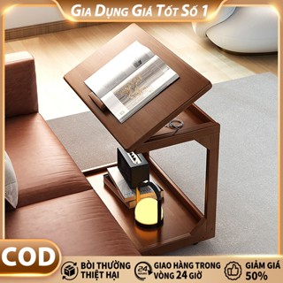  Bàn lật cạnh Ghế sofa phòng khách có thể di chuyển bàn lật bàn đầu giường bằng gỗ nguyên khối 