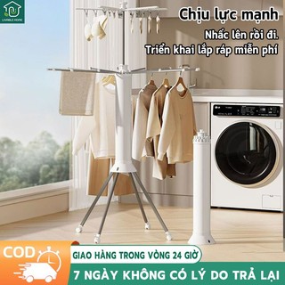 Giàn phơi quần đa năng gấp gọn thép cacbon 2 hoặc 3 tầng, treo đồ cho trẻ em, bé sơ sinh xoay 360 độ，Dễ dàng đẩy và kéo