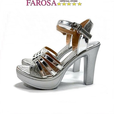 Giày cao gót nữ quai chéo FAROSA -C4 giày sandal đế cao 11cm da bóng cực sang chảnh