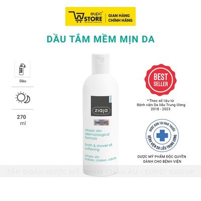 Dầu tắm mềm mịn da Ziaja Med 270ml Làm Sạch Dịu Nhẹ, An Toàn Với Trẻ Nhỏ EUPC STORE
