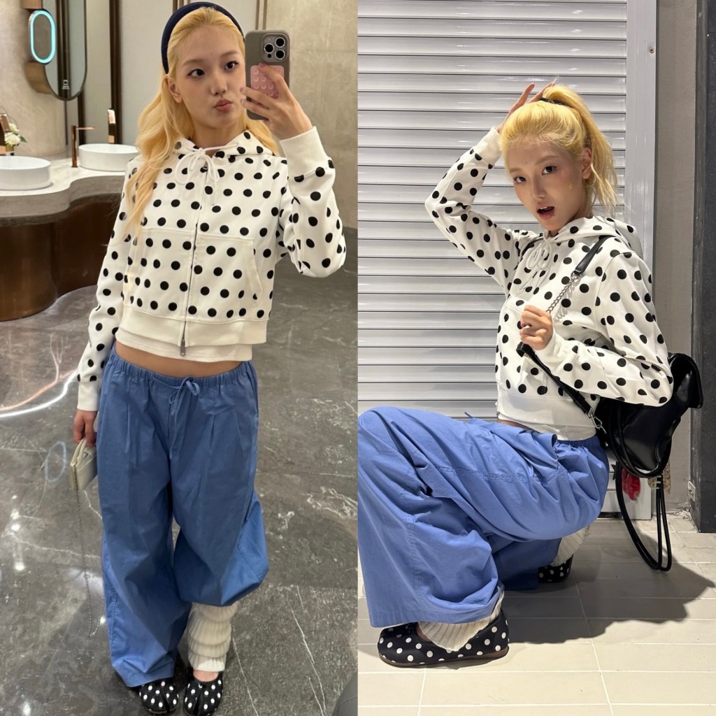 Áo khoác nỉ hoodie zip trắng chấm bi dáng vừa khoá zip AK012 - Tiktik