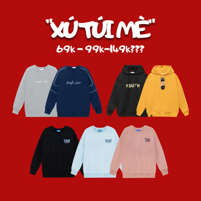Mystery Box Túi mù bí ẩn MANDO Mỗi túi có thể bao gồm 1 trong các sản phẩm Quần Áo thun Sweater, Hoodie, Bomber, Jacket