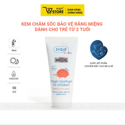 Kem Chăm Sóc Bảo Vệ Răng Miệng Dành Cho Trẻ Từ 2 Tuổi Ziaja Baby 50ml Giúp Ngăn Sâu Răng EUPC STORE