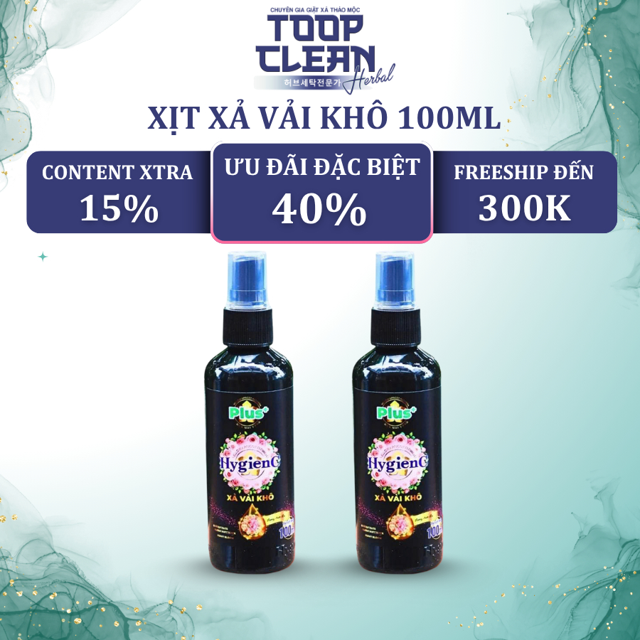 Chai Xịt Thơm Vải HygienC Plus 100ml/Chai - Hương Hoa Mẫu Đơn (Quyến Rũ)