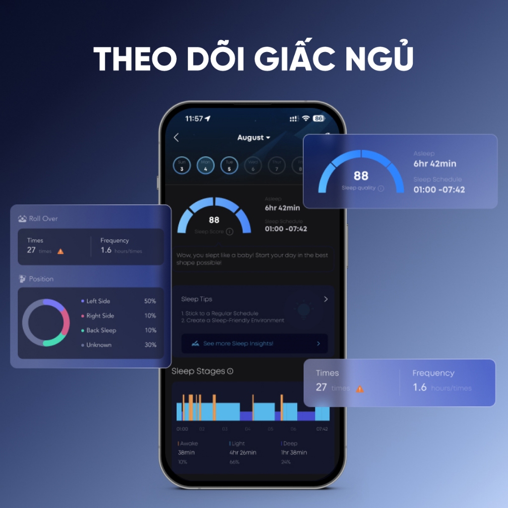 Tai nghe ngủ Soundcore Sleep A30 |Theo dõi giấc ngủ | Làm dịu tiếng ngáy | Âm thanh sóng não AI | BigBuy360 - bigbuy360.vn