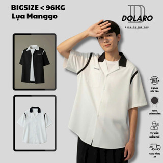  Áo Sơ Mi Nam Cộc Cổ Vest DOLARO Chất Lụa Manggo Cao Cấp Sơ Mi Cổ Vest BIGSIZE Phối Màu Đen Trắng Hot 2025 