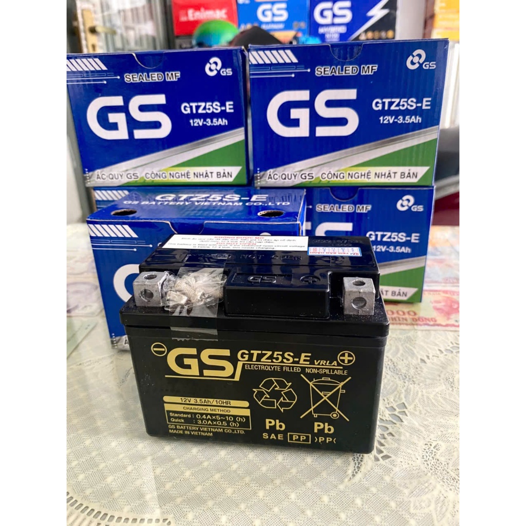 Ắc quy xe máy GS-GTZ5S-E 12v 3.5Ah loại xe Wave, Future, Winner, Blade, nouvo, nozza, Grand,Exciter