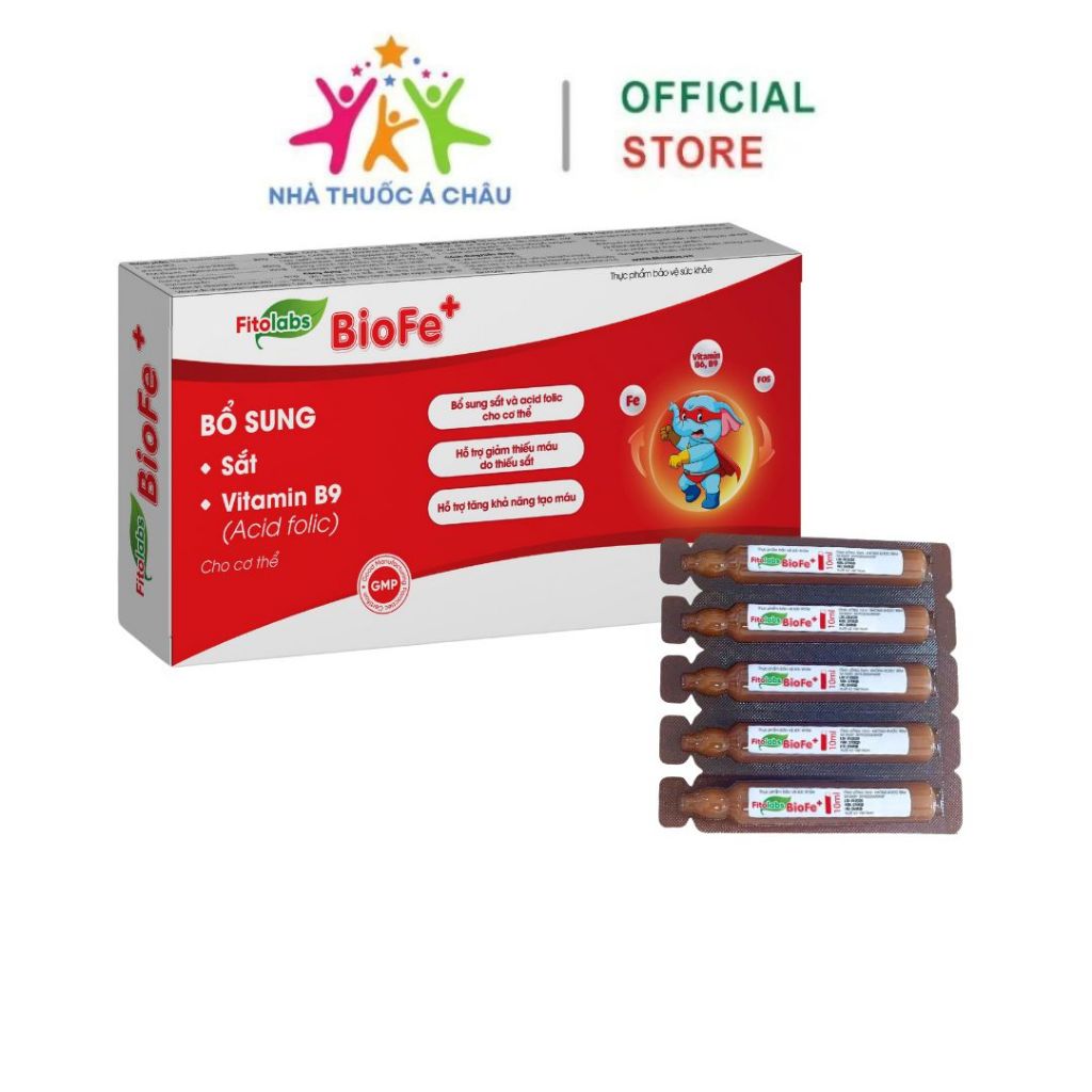 Siro Fitolabs BioFe+ Bổ Sung Sắt & Vitamin B9 Hỗ Trợ Tạo Máu, Tăng Cường Sức Khỏe – Hộp 20 ống