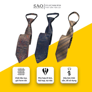 Cà Vạt Nam Thắt Sẵn 8cm Tiện Lợi Lụa Vintage Chống Nhăn Phong Cách Cổ Điển Sang Trọng (CVNL-L1)
