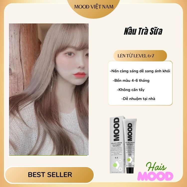 Thuốc Nhuộm Mood (9.23)màu NÂU TRÀ SỮA, kèm oxy trợ nhuộm 100ML- MOOD VIỆT NAM