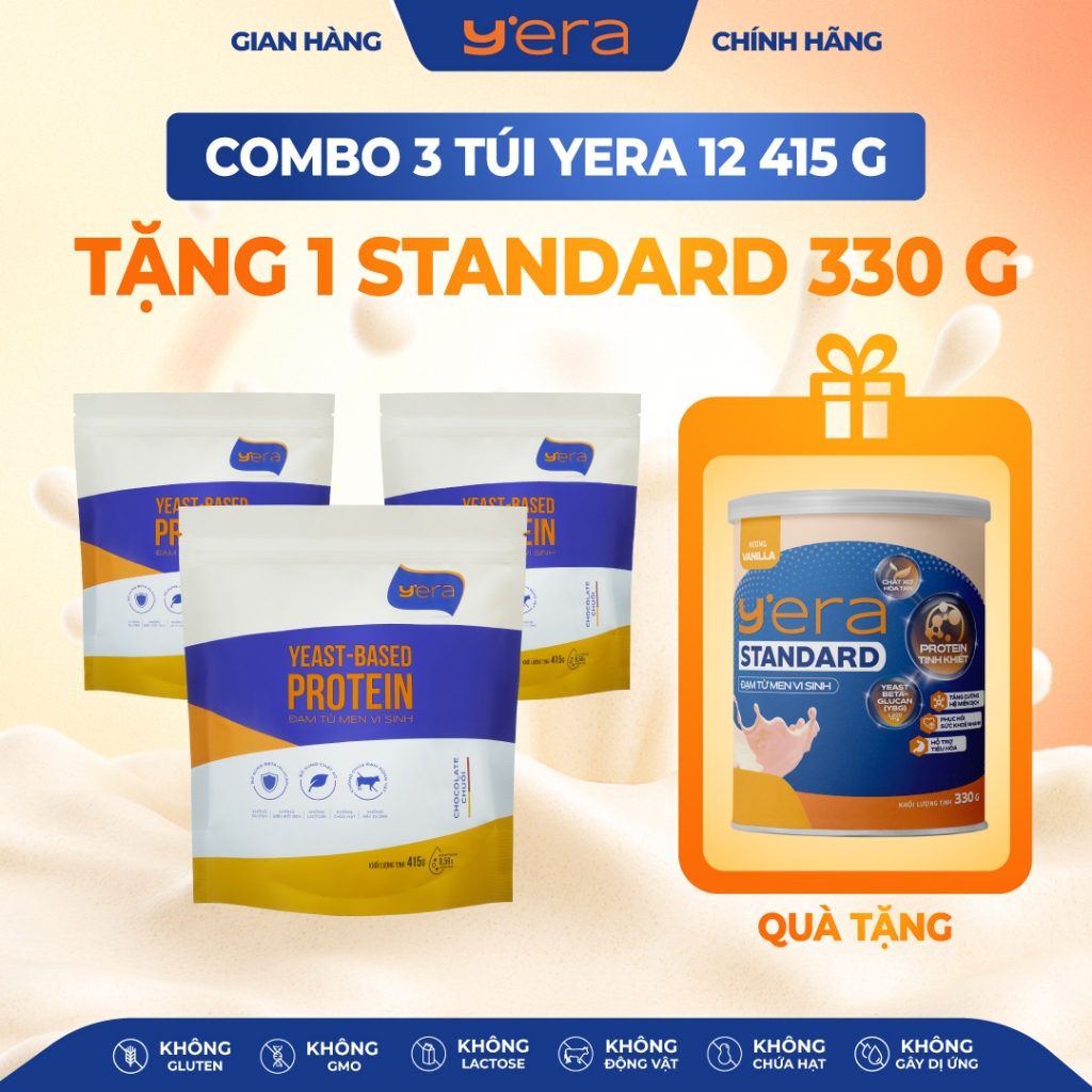 [Mua 3+1] Combo 3 túi Yeast-Based Protein YERA12 415G TẶNG 1 STANDARD Vanilla 330G