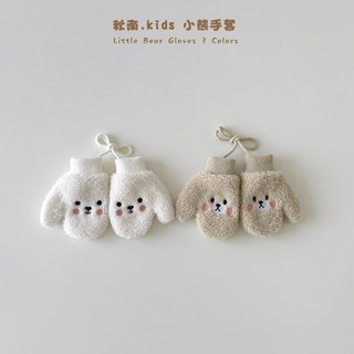  Găng tay lông cừu dày ấm cho bé trai bé gái 1-4 tuổi hoạ tiết mèo đáng yêu 