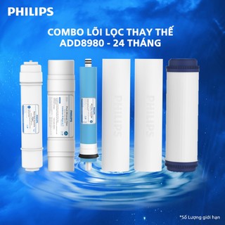 Bộ lõi lọc thay thế dành cho máy lọc nước NÓNG/LẠNH RO Philips ADD8980 - Combo 24 tháng - 6 lõi lọc