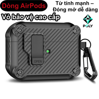  Ốp bảo vệ AirPods 4 3 2 1 Pro Pro 2  vỏ carbon tự bật   dùng cho tai nghe Apple  thiết kế cứng cáp  mới nhất 
