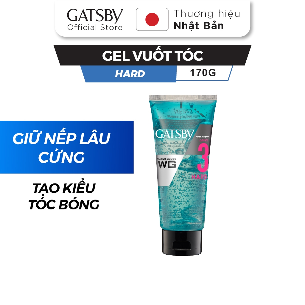 Sáp vuốt tóc GATSBY Water Gloss Hard, gel vuốt tóc cứng 170g