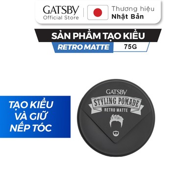 Sáp vuốt tóc GATSBY Styling Pomade Retro Matte, Pomade tạo kiểu Neo-Classsic với hiệu ứng mờ tự nhiên 75g