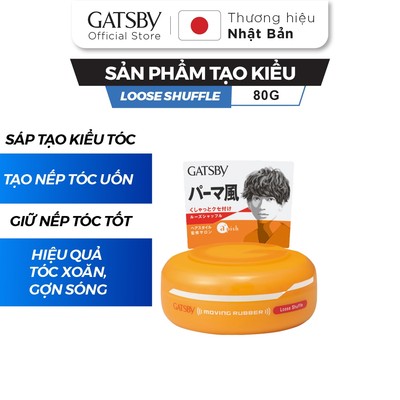 Sáp vuốt tóc GATSBY Moving Rubber Loose Shuffle I, sáp vuốt tóc uốn xoăn & gợn sóng 80g
