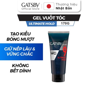 Sáp vuốt tóc GATSBY Water Gloss Ultimate Hold, gel vuốt tóc siêu cứng 170g
