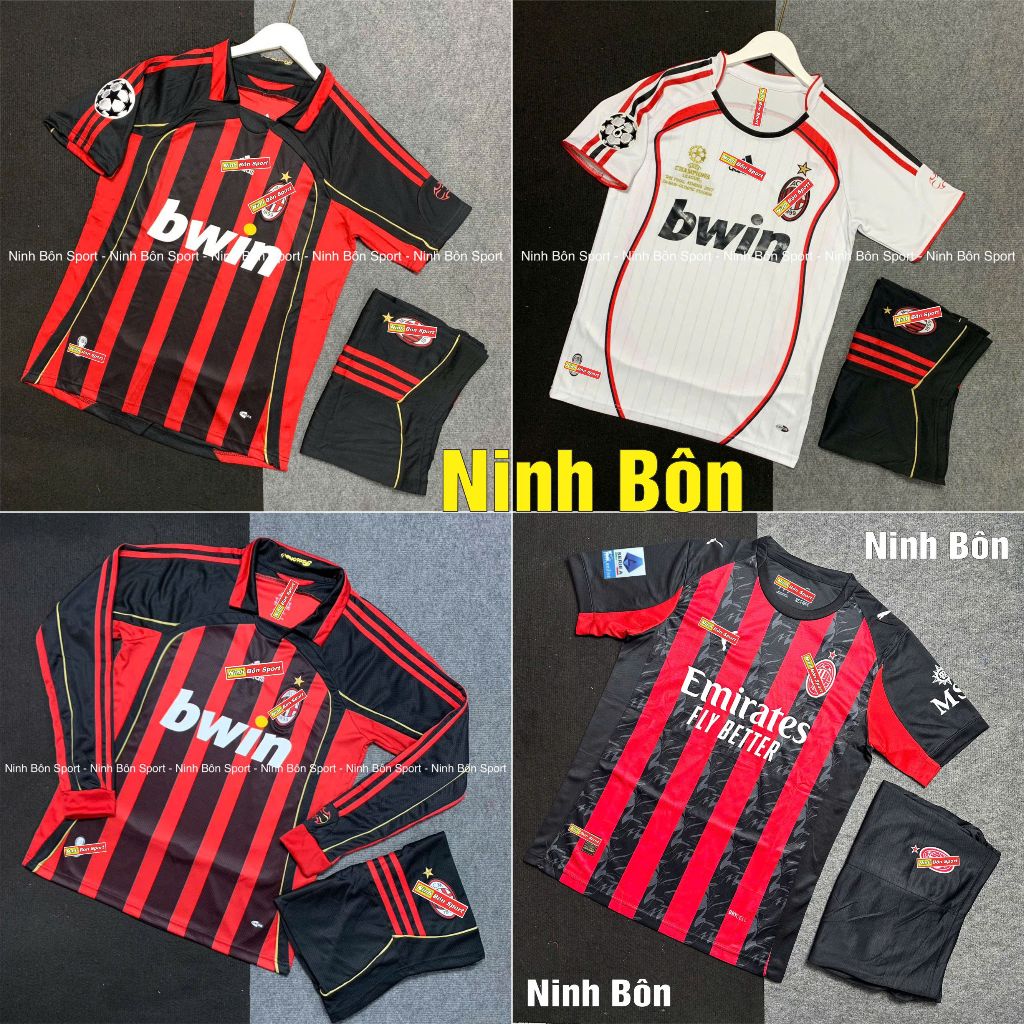 Áo Bóng Đá CLB AC Milan Phong Cách Retro 2007 - Vải Gai Thái Cao Cấp - Chuẩn Thi Đấu Hàng Đẹp