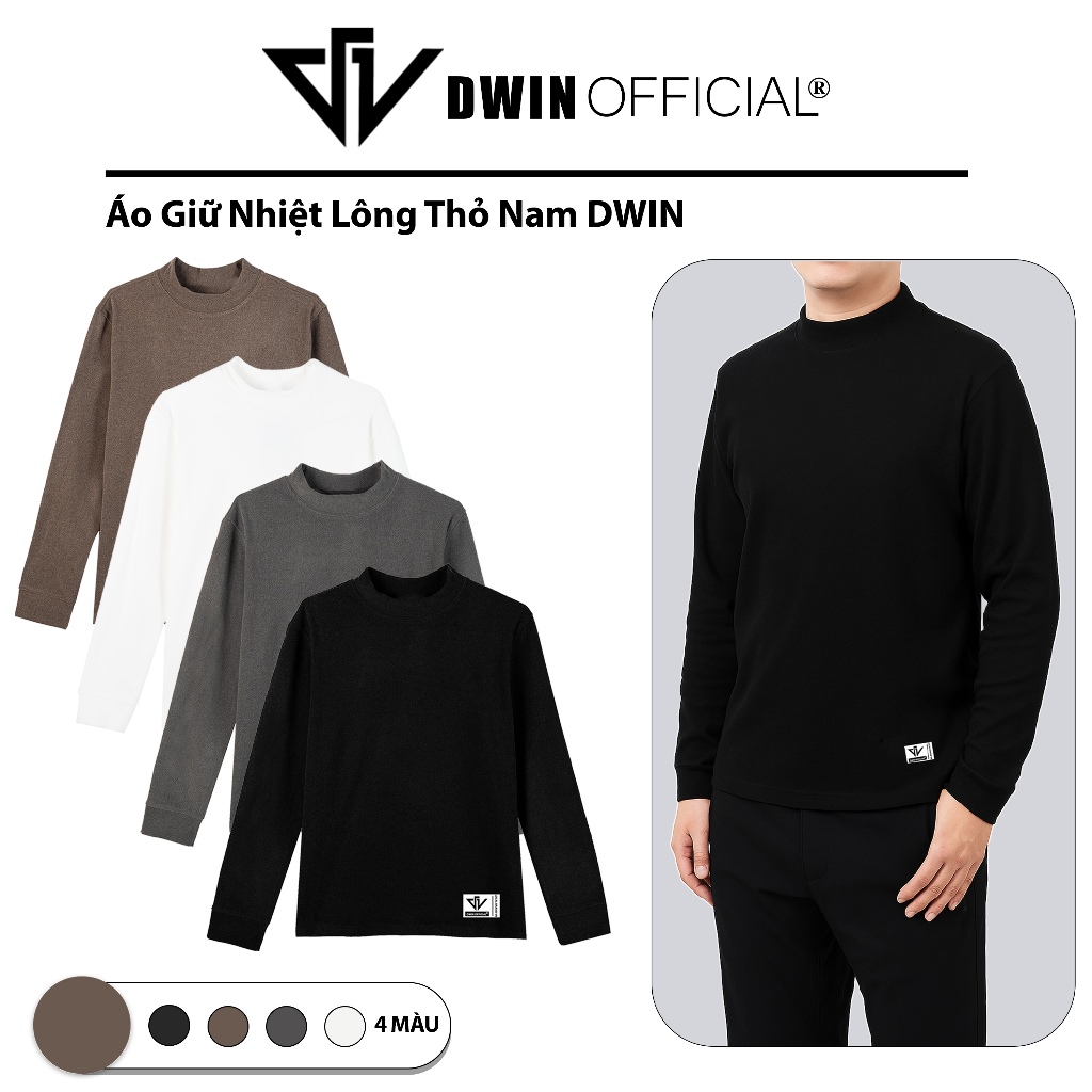 Áo giữ nhiệt nam dài tay Dwin chất lông thỏ thun cao cổ co giãn lót nỉ 2 mặt local brand 2.0 GN03B