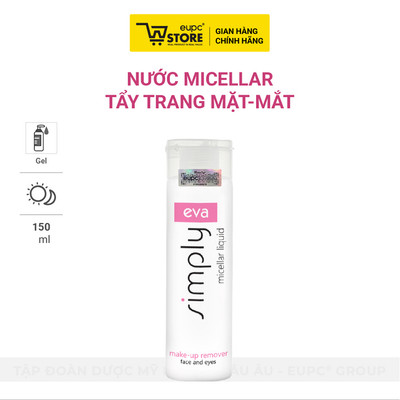 Nước Micellar tẩy trang Mặt-Mắt Không Cồn, An Toàn Cho Mắt Và Không Cần Rửa Lại Bằng Nước Eva Simply 200ml