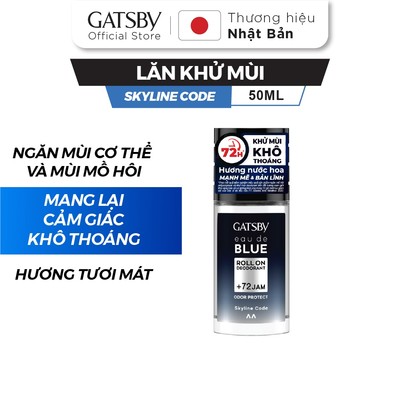 Lăn khử mùi hương nước hoa GATSBY Eau De Blue Deodorant Roll On Skyline Code 50ml - hiệu quả 72 giờ