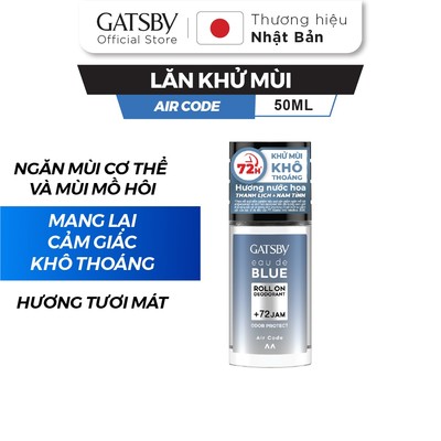 Lăn khử mùi hương nước hoa GATSBY Eau De Blue Deodorant Roll On Air Code 50ml - hiệu quả 72 giờ