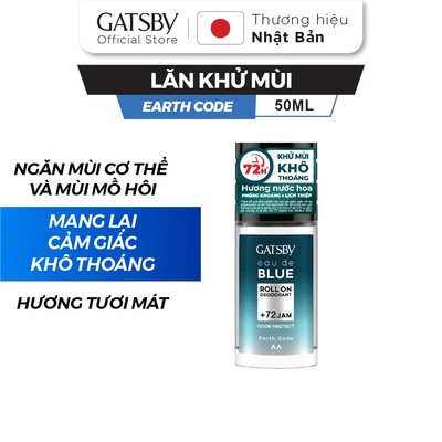 Lăn khử mùi hương nước hoa GATSBY Eau De Blue Deodorant Roll On Earth Code 50ml - hiệu quả 72 giờ