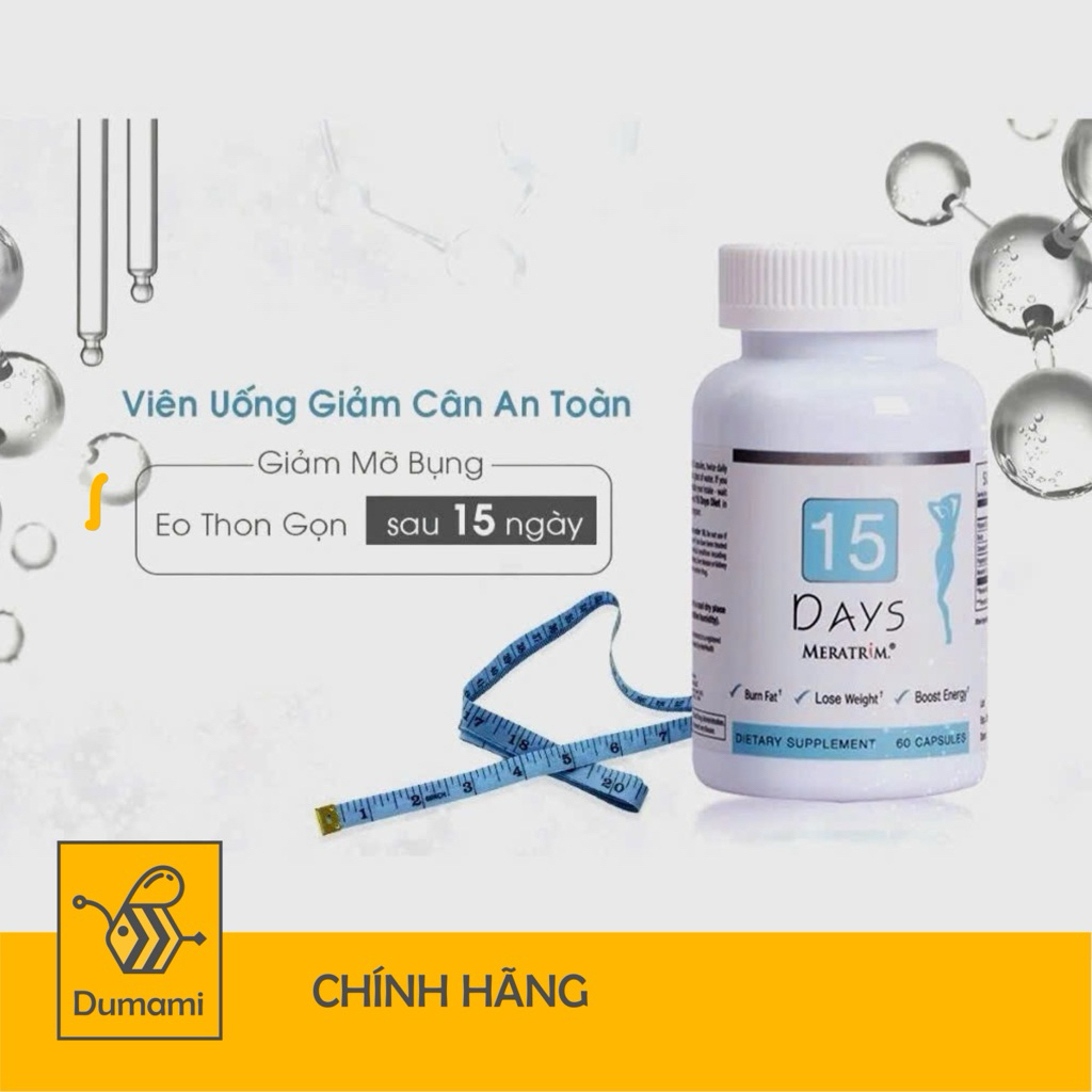 Viên uống Giảm cân an toàn từ Mỹ 15 DAYS MERATRIM giúp giảm béo, giảm mỡ, an toàn. Lọ 60 viên