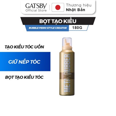 Bọt tạo kiểu làm phồng tóc GATSBY Meta Rubber Bubble Perm-Style Creator, bọt tạo kiểu tóc thẳng thành tóc uốn 180g